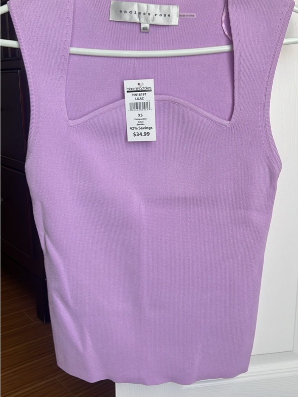 Endless Rose Lilac Square Neck Ribbed Tank Dress